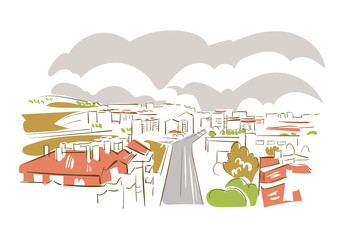 Naklejka premium Amadora Portugal Europe vector sketch city illustration line art