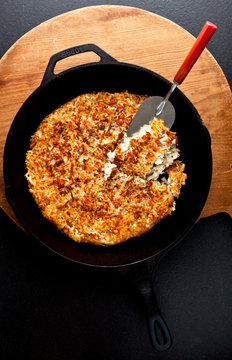 Overhead view of potato&dagger;rosti&dagger;on skillet