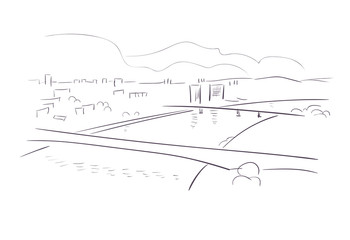 Belgrade Serbia Europe vector sketch city illustration line art