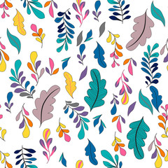 Texture with flowers and plants. Floral ornament. Original flowers pattern.