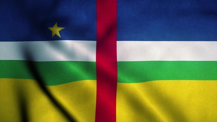 Central African Republic flag waving in the wind. Sign of Central African Republic. 3d rendering