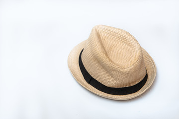 Fototapeta na wymiar straw hat on an isolated white background with copy space