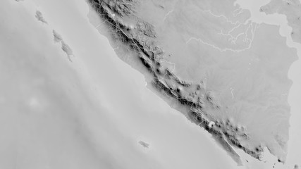 Bengkulu, Indonesia - outlined. Grayscale