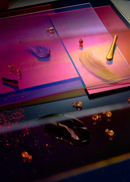 High angle view of material on table