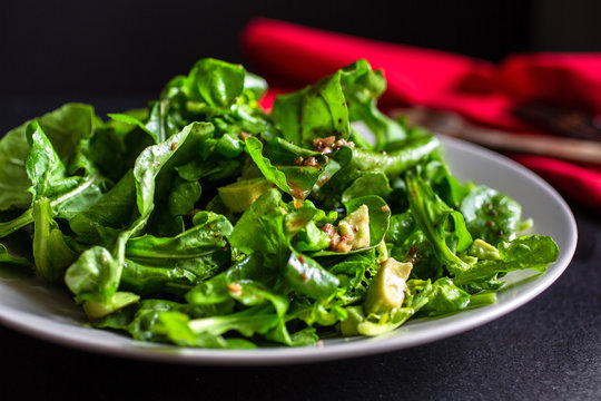 Arugula And Avocado Salad With Bagna Cauda Dressing