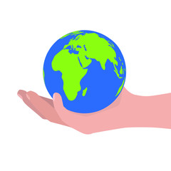 Hand holds the earth vector illustration