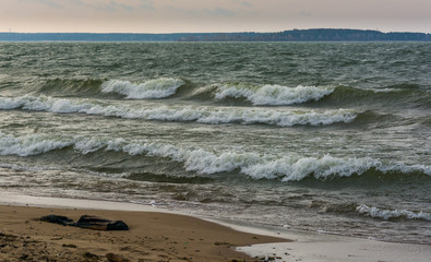 The wind drives the waves to the shore, Novosibirsk