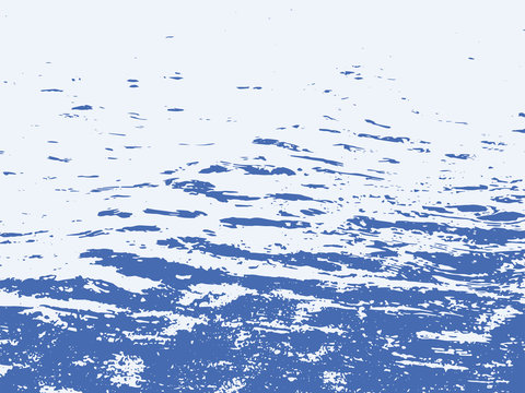 Vector natural grunge background pattern. Blue sea waves texture overlay.