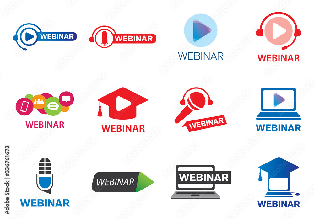 Wall mural vector logo for online webinar, web conference