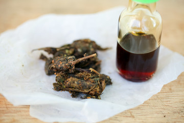 CBD oil and cannabis bud 