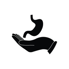 hand holding stomach care icon black vector