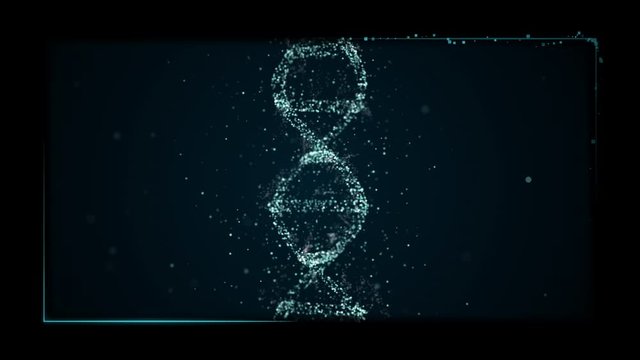 Electron microscope imaging of DNA within an abstract hud screen that uses high tech data to monitor the state of body.