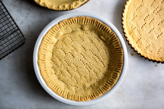 Overhead view of gluten free pie shell