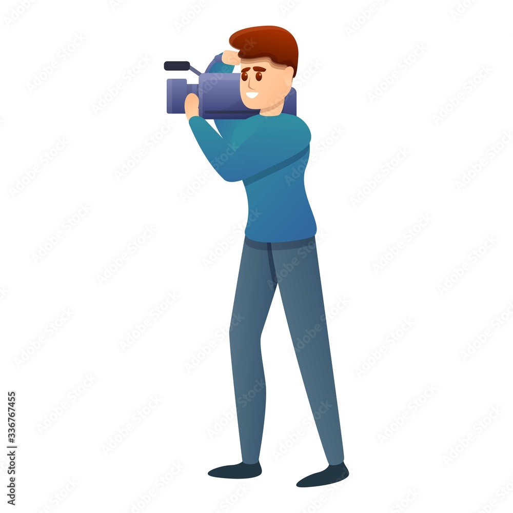 Poster cooking show camera operator icon. cartoon of cooking show camera operator vector icon for web desig