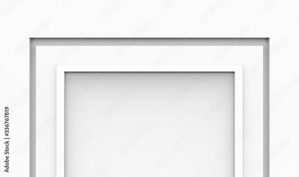 Poster 3d rendering. modern empty simple square corner frame wall background.