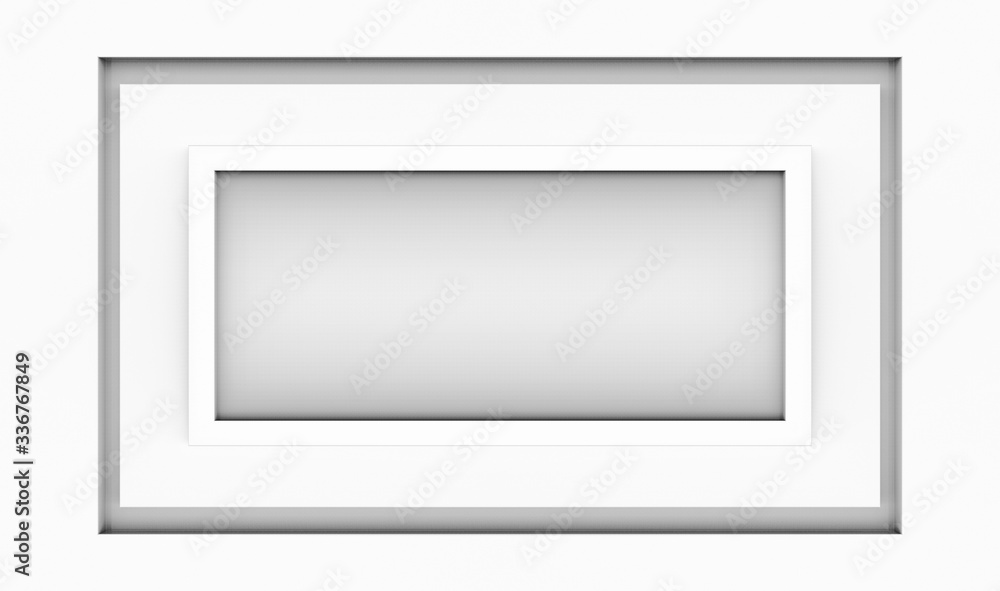Poster 3d rendering. modern empty simple rectangle frame wall background.