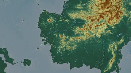 Kalimantan Barat, Indonesia - outlined. Relief