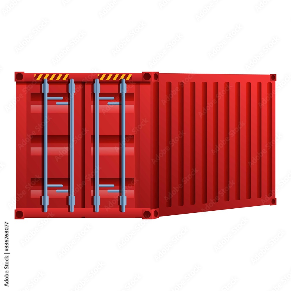 Poster red cargo container icon. cartoon of red cargo container vector icon for web design isolated on whit