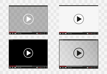 Video player for web and mobile apps flat style. Vector illustration.	