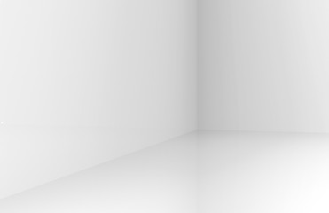 3d rendering. modern simple minimal light gray corner room box wall design background.