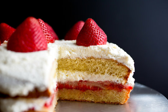 Close up of strawberry shortcake