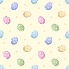 Cute easter eggs pattern in handdrawn pastel style.  Multicolor eggs. - 336769817