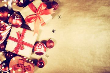 Holiday Christmas background with gift boxes