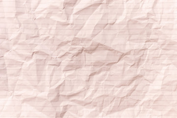 Fototapeta premium Top view empty rumpled lined paper with wrinkled. Notebook lined paper background and texture.