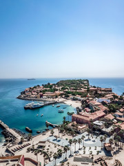 Fototapeta na wymiar Aerial view on Goree Island in Dakar Senegal, slavery island by drone