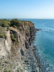 Aerial view on Goree Island in Dakar Senegal, slavery island by drone