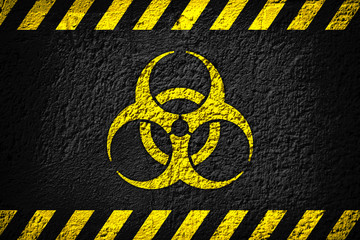 Biohazard contamination symbol, grunge background. Biologic hazard, pathogen, infectious,...