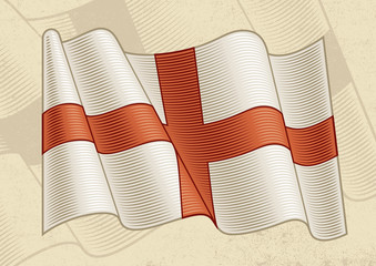Vintage Flag Of England. Editable EPS8 vector illustration with clipping mask in woodcut style.