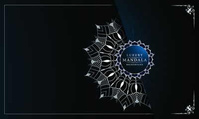 Luxury mandala background with silver arabesque. luxury ornamental mandala design background in dark color. mandala vector Islamic, Turkish, Saudi Arabic, Qatar, Bahrain, Iran, Iraq, Pakistan, India.