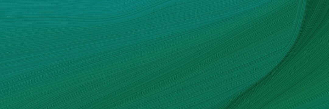 elegant flowing designed horizontal banner with teal green, teal and very dark blue colors. graphic with space for text or image. can be used as header or banner