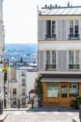 Montmartre in Paris, a very romantic parisian street and buildings
