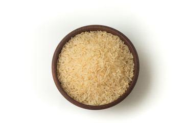 Parbolizado Rice into a bowl. Parboiled