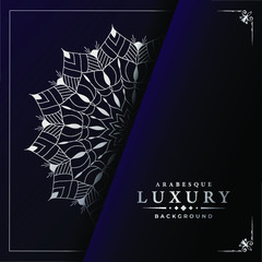 Luxury mandala background with silver arabesque. luxury ornamental mandala design background in dark color. mandala vector Islamic, Turkish, Saudi Arabic, Qatar, Bahrain, Iran, Iraq, Pakistan, India.