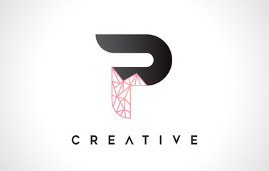 Letter P Beauty Logo. P Letter Design Vector with Origami Look Vector