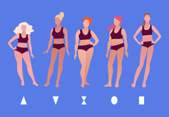 Fototapeta premium Vector collection of female body types