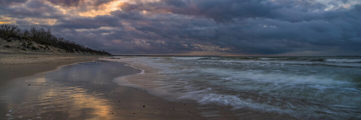sea sand beach at night blue hour long exposure
