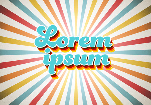 Retro Graphic Text Effect Mockup with Sunrays