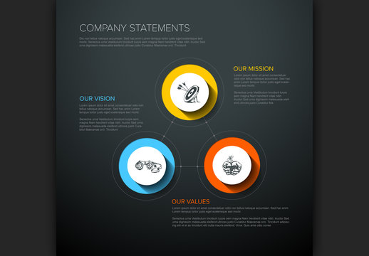 Company Profile Statement with Mission, Vision, Values