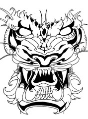 Evil tiger face, graphic image! Tattoo sketch.