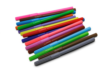 Colorful marker pen set isolated on white background with clipping path.