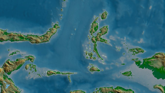 Maluku Utara, Indonesia - outlined. Physical