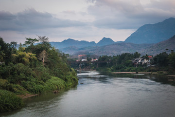 Beautiful panoramic view over the river seen from Luang Prabang in Laos