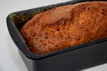 banana cake in metal form