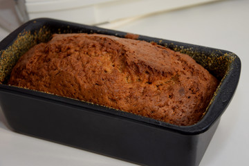 banana cake in metal form