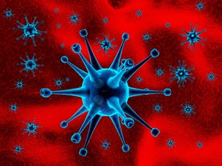 Dangerous coronavirus cells - 3d concept