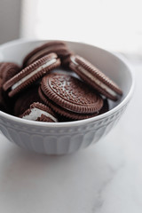 chocolate cookie with filling the window